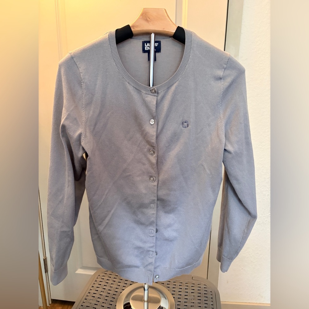 Lands’ End- CHASE - Gray Button Front Cardigan Sweater Women M Office Work